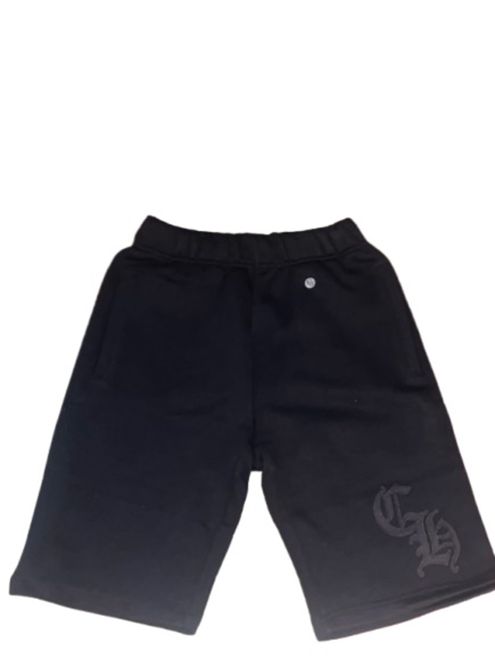 Chrome Hearts  Black Embroidered Leather CH  Logo Sweat Shorts